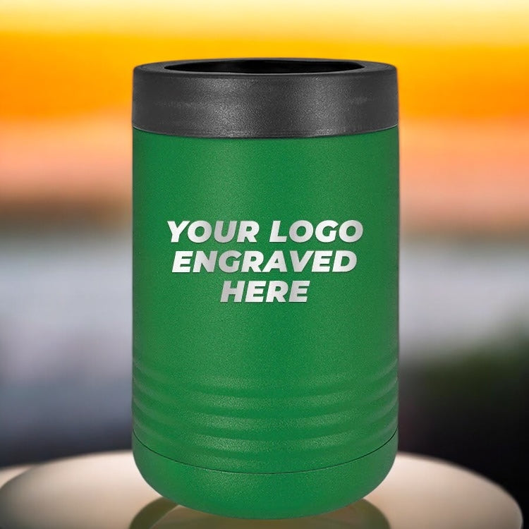 12 Custom Stainless Steel Standard Can Holder with your Logo or Design Engraved - Special Bulk Wholesale Pricing