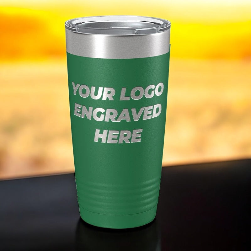 12 Custom Tumblers 20 oz with your Logo or Design Engraved - Special Bulk Wholesale Pricing