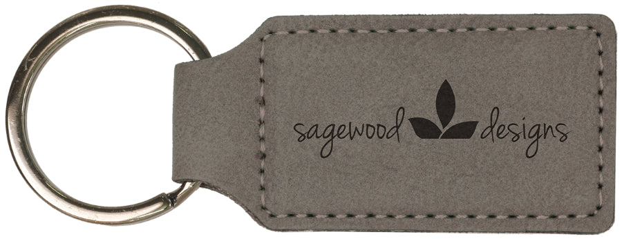 50 Pack Custom Engraved Leatherette Keychains (Oval or Rectangle)