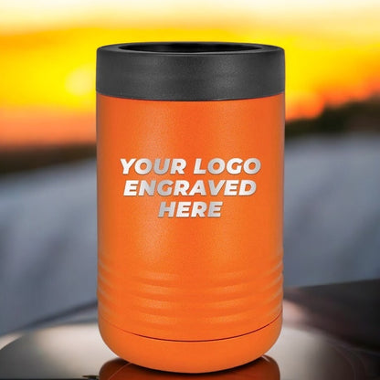 12 Custom Stainless Steel Standard Can Holder with your Logo or Design Engraved - Special Bulk Wholesale Pricing