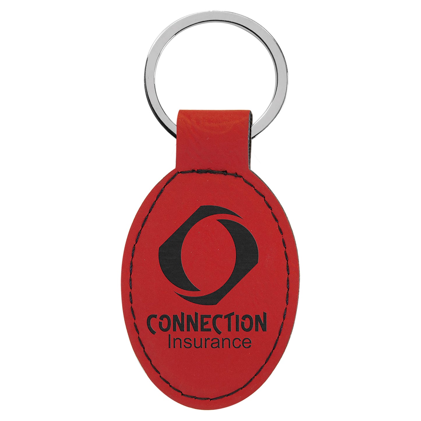 50 Pack Custom Engraved Leatherette Keychains (Oval or Rectangle)