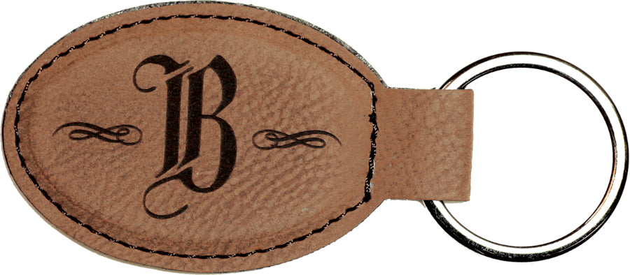 50 Pack Custom Engraved Leatherette Keychains (Oval or Rectangle)