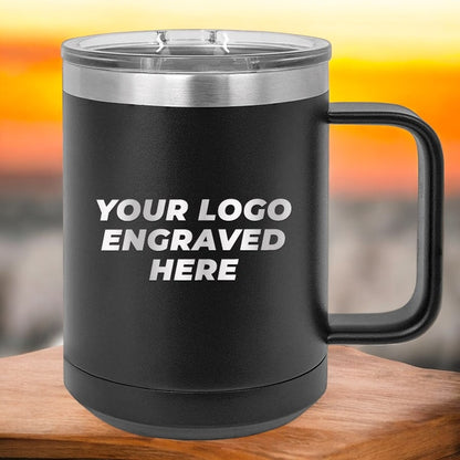 36 Custom Stainless Steel Coffee Mugs 15 oz with your Logo or Design Engraved - Special Bulk Wholesale Pricing