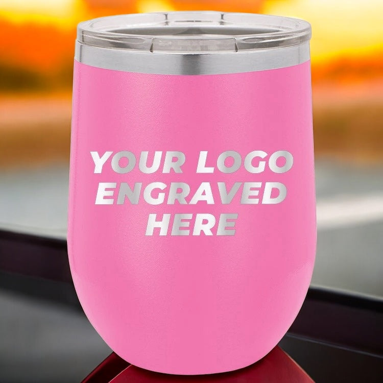 12 Custom Wine Cups 12 oz with your Logo or Design Engraved - Special Bulk Wholesale Pricing