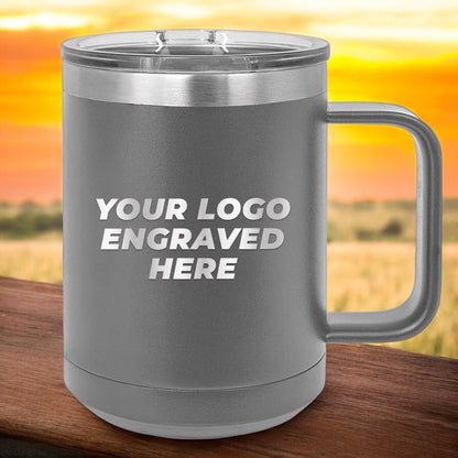 36 Custom Stainless Steel Coffee Mugs 15 oz with your Logo or Design Engraved - Special Bulk Wholesale Pricing