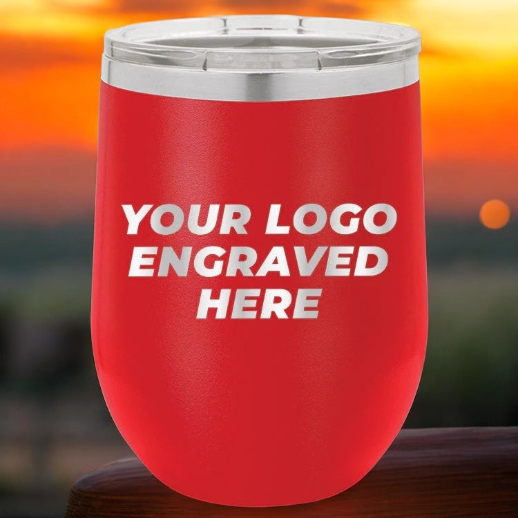 12 Custom Wine Cups 12 oz with your Logo or Design Engraved - Special Bulk Wholesale Pricing