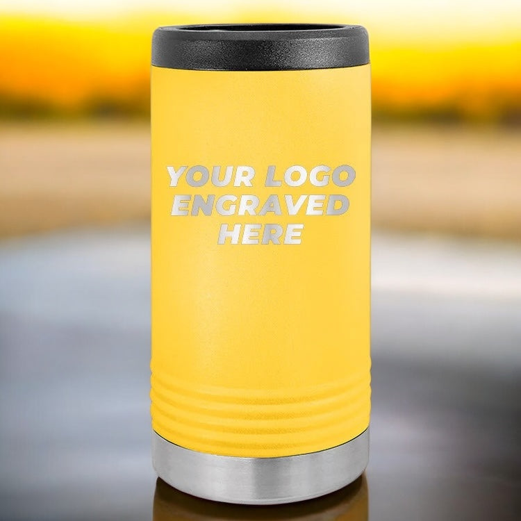 36 Custom Stainless Steel Slim Seltzer Can Holder with your Logo or Design Engraved - Special Bulk Wholesale Pricing