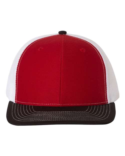 black red and white hat