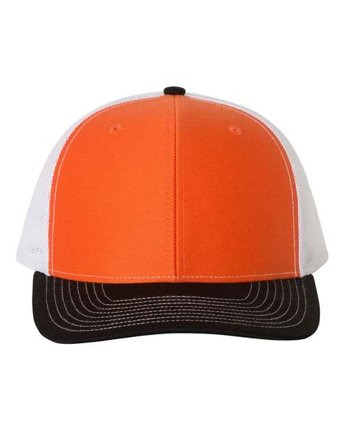 black orange and white hat
