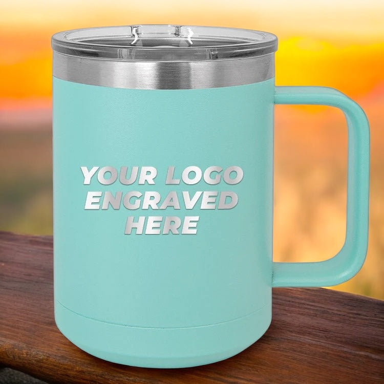 36 Custom Stainless Steel Coffee Mugs 15 oz with your Logo or Design Engraved - Special Bulk Wholesale Pricing