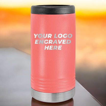 24 Custom Stainless Steel Slim Seltzer Can Holder with your Logo or Design Engraved - Special Bulk Wholesale Pricing