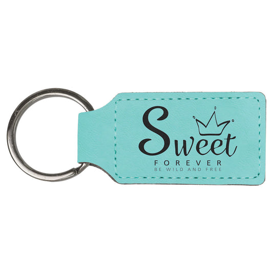 50 Pack Custom Engraved Leatherette Keychains (Oval or Rectangle)