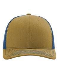 brown and blue hat