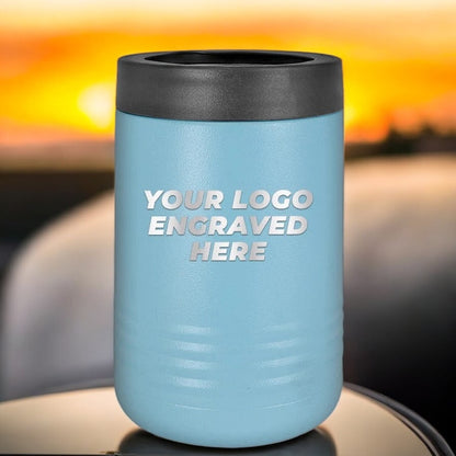 12 Custom Stainless Steel Standard Can Holder with your Logo or Design Engraved - Special Bulk Wholesale Pricing