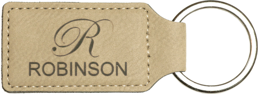 50 Pack Custom Engraved Leatherette Keychains (Oval or Rectangle)