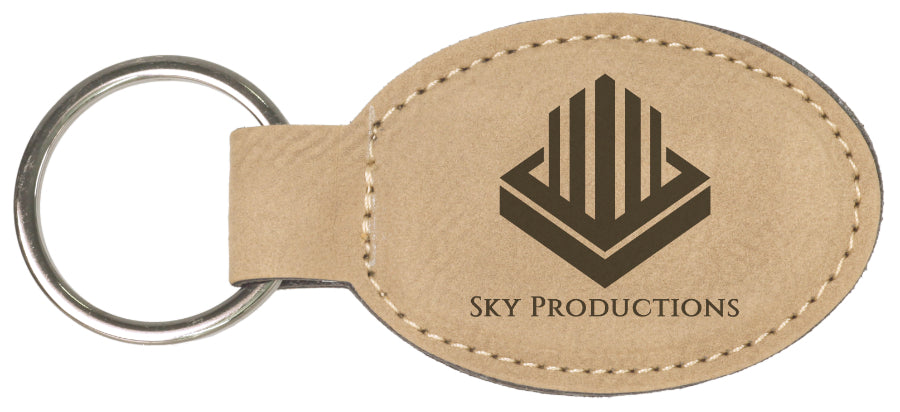 50 Pack Custom Engraved Leatherette Keychains (Oval or Rectangle)