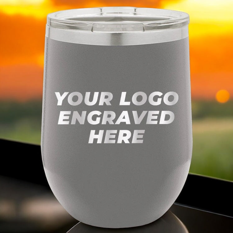 24 Custom Wine Cups 12 oz with your Logo or Design Engraved - Special Bulk Wholesale Pricing