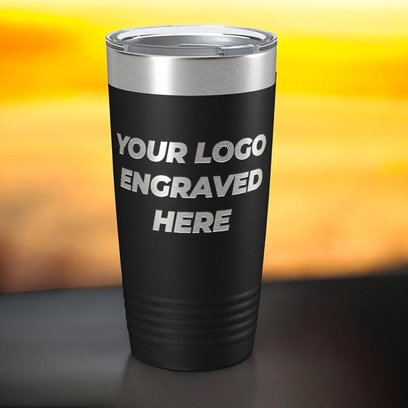 12 Custom Tumblers 20 oz with your Logo or Design Engraved - Special Bulk Wholesale Pricing