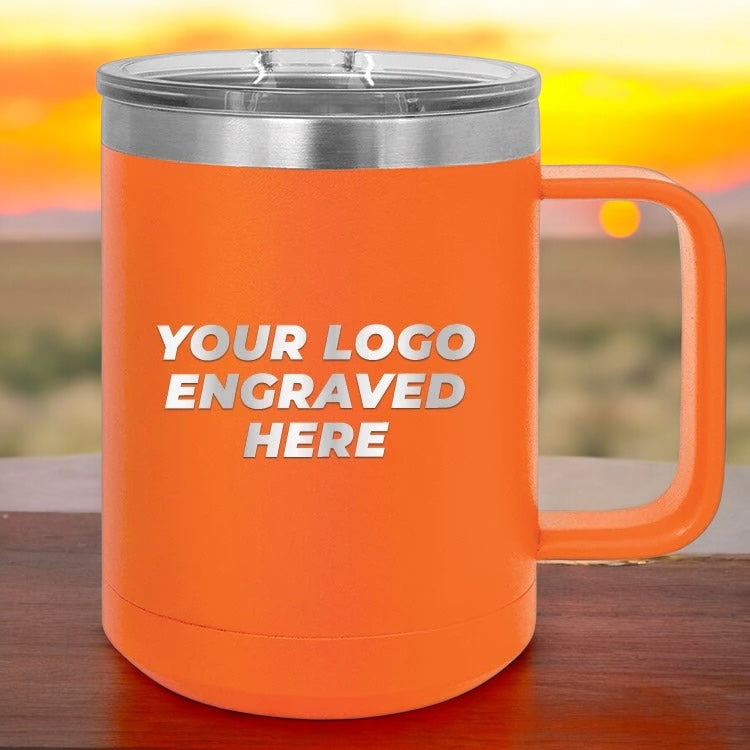 36 Custom Stainless Steel Coffee Mugs 15 oz with your Logo or Design Engraved - Special Bulk Wholesale Pricing