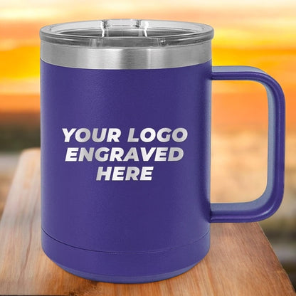 36 Custom Stainless Steel Coffee Mugs 15 oz with your Logo or Design Engraved - Special Bulk Wholesale Pricing