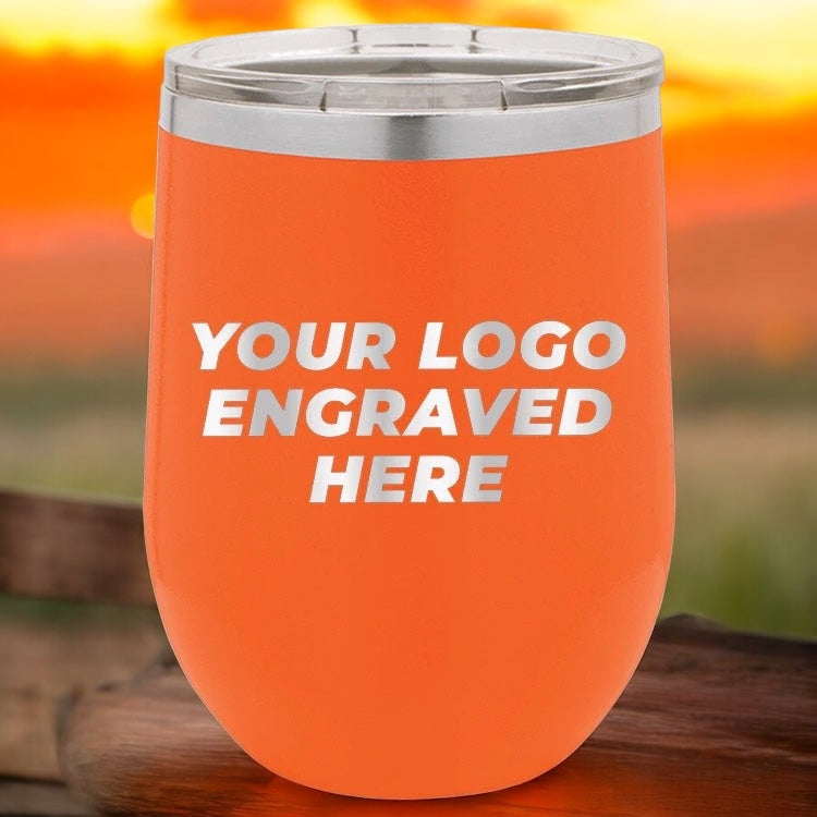 24 Custom Wine Cups 12 oz with your Logo or Design Engraved - Special Bulk Wholesale Pricing