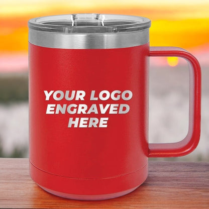 36 Custom Stainless Steel Coffee Mugs 15 oz with your Logo or Design Engraved - Special Bulk Wholesale Pricing