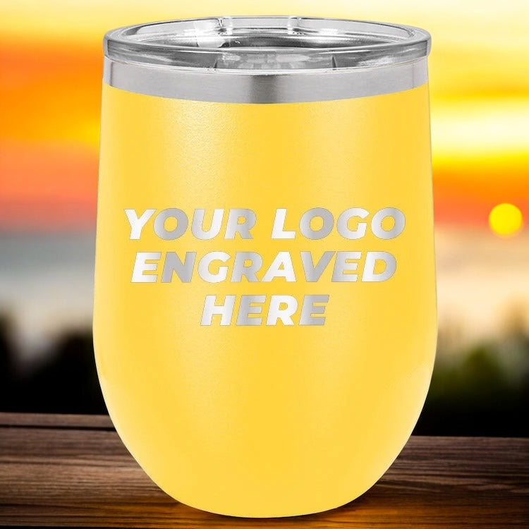 24 Custom Wine Cups 12 oz with your Logo or Design Engraved - Special Bulk Wholesale Pricing