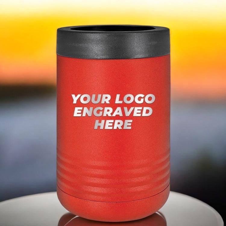 12 Custom Stainless Steel Standard Can Holder with your Logo or Design Engraved - Special Bulk Wholesale Pricing