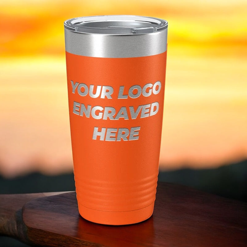 12 Custom Tumblers 20 oz with your Logo or Design Engraved - Special Bulk Wholesale Pricing