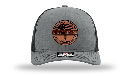Custom Branded Leatherette Patch Hats - Freedomforge Custom Creations