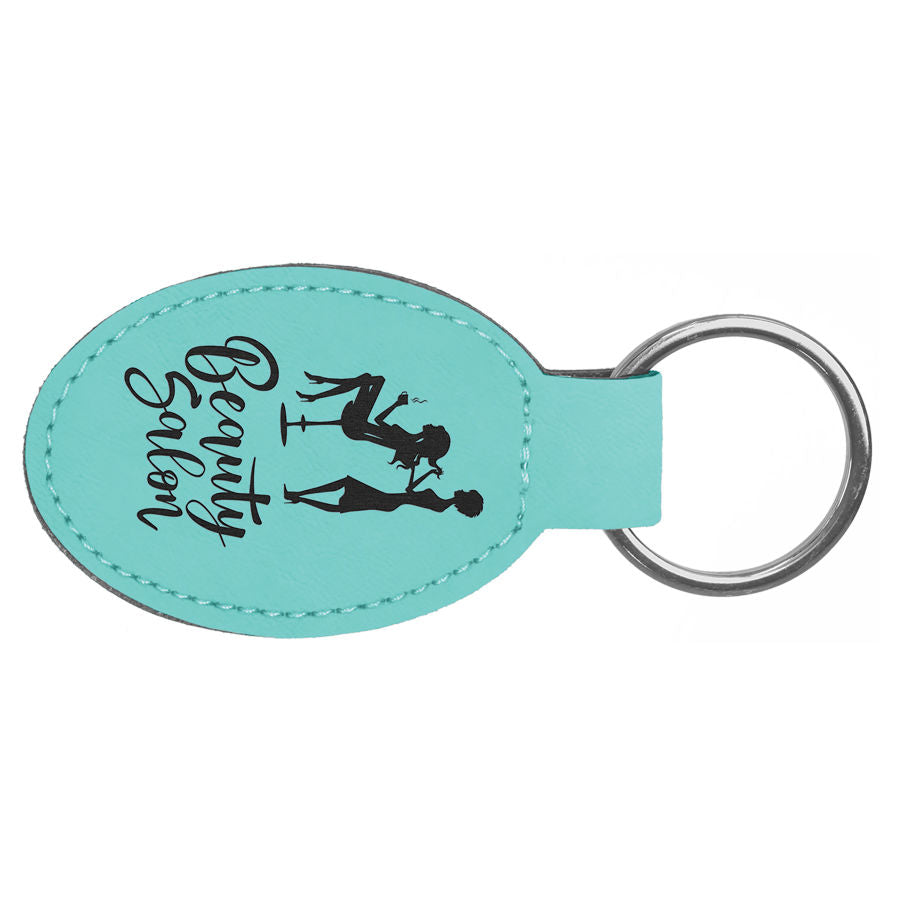 50 Pack Custom Engraved Leatherette Keychains (Oval or Rectangle)