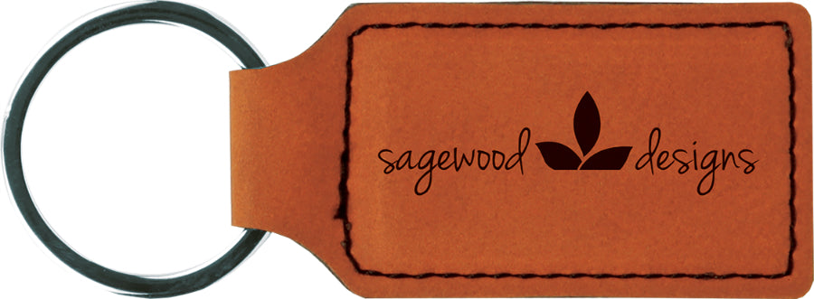50 Pack Custom Engraved Leatherette Keychains (Oval or Rectangle)
