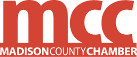 Logo of the Madison County Chamber in red and white