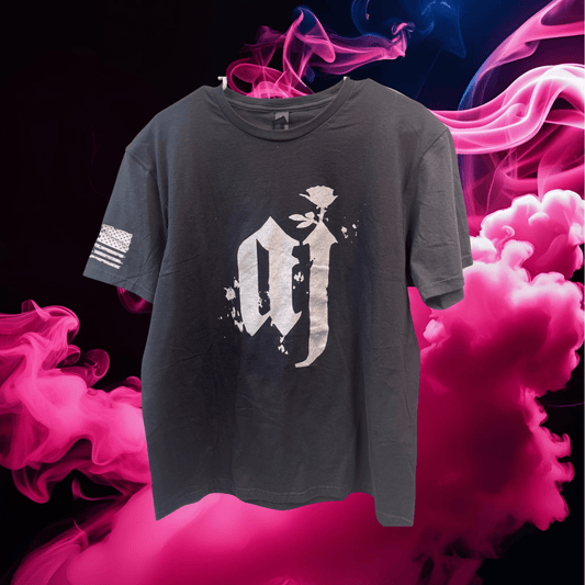 Silver AJ Monogram Patriot Tee by Andru Jamison - Freedomforge Custom Creations